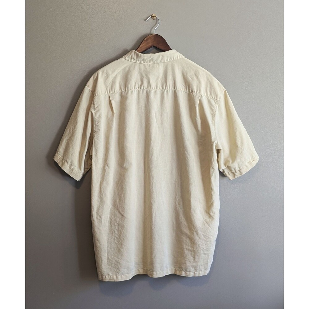 Columbia Size XL Button Down Shirt Mens Short Sleeve Ramie Extra Large Yellow - Picture 4 of 4